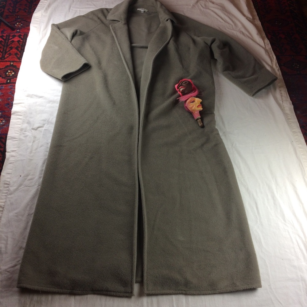 Vintage Zoran taupe 100% wool open front coat